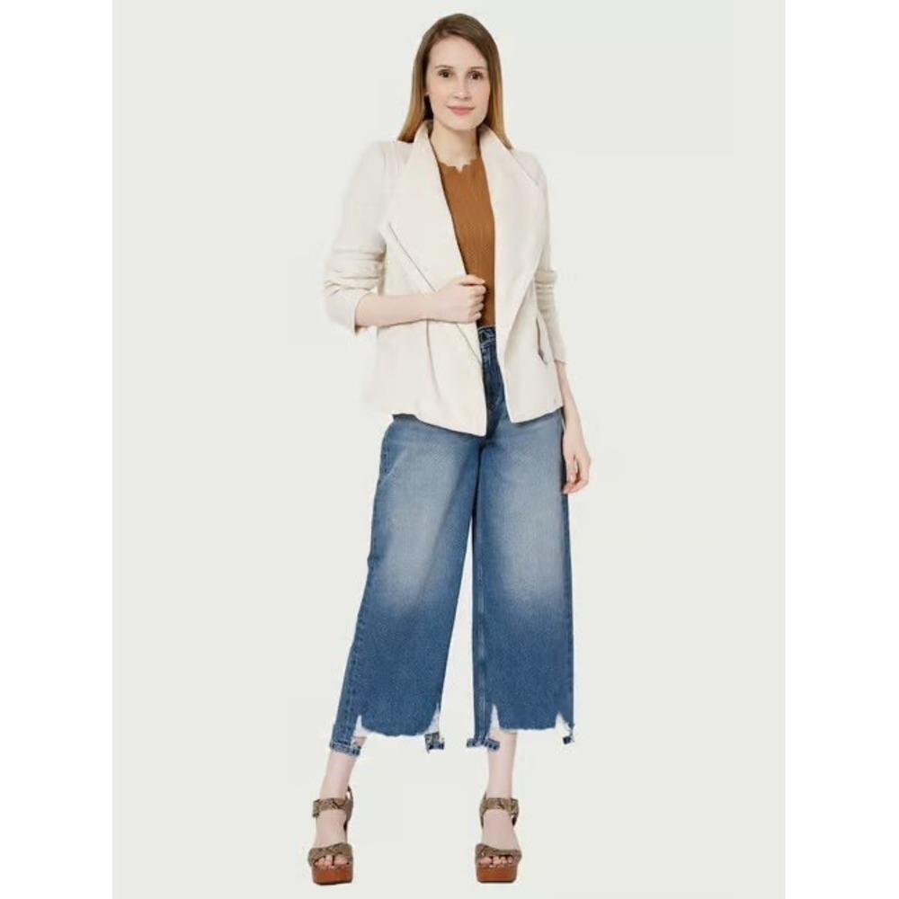 Vero Moda Womens Oatmeal Heather Asymmetrical Zip Moto Knit Jacket Size Small